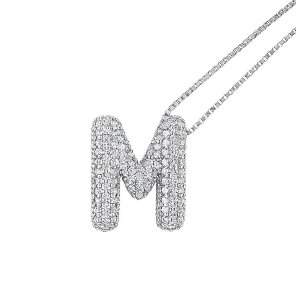 Silver Initial Pendant Necklaces (5103)